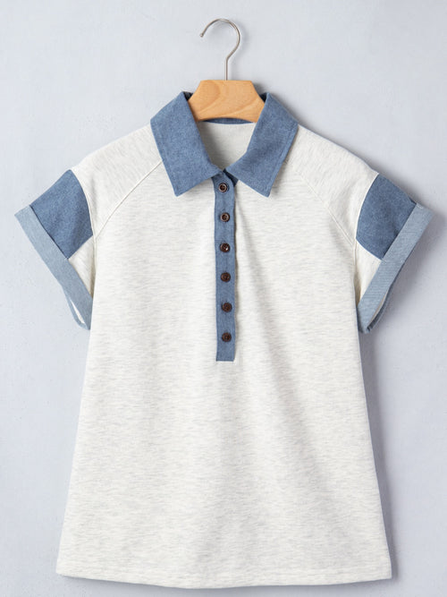 Contrast Trim Button Top in Light Gray
