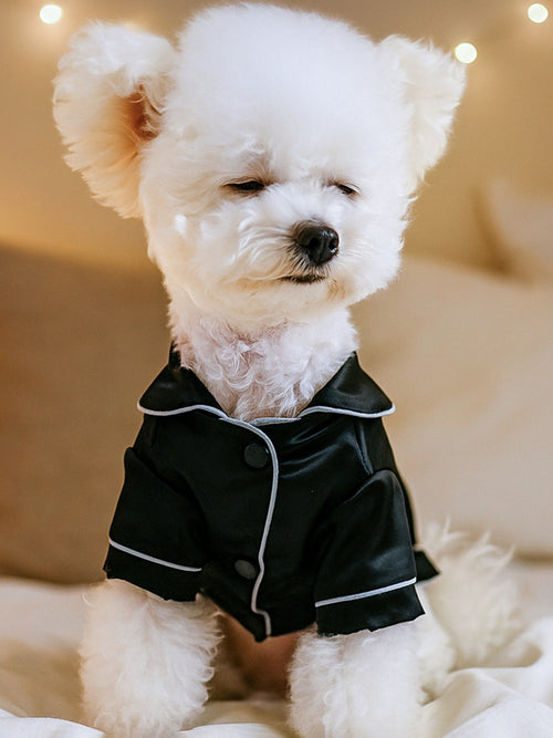Satin Cozy Pet Pajamas in White Cherry