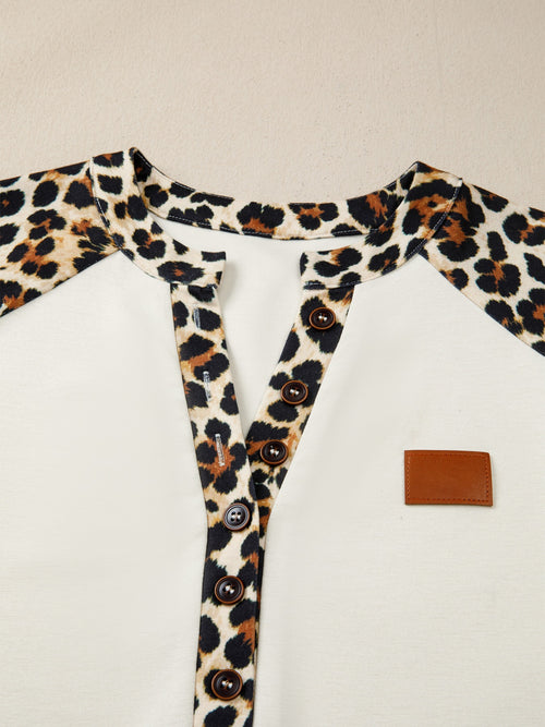 Leopard Raglan Sleeve Blouse