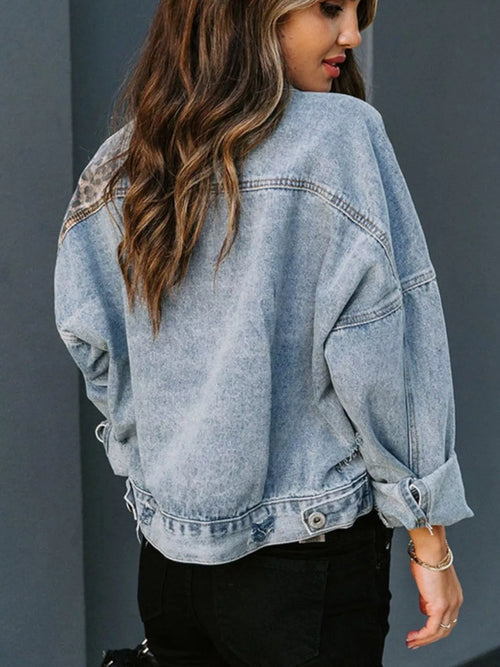 Leopard Patchwork Denim Jacket in Leopard