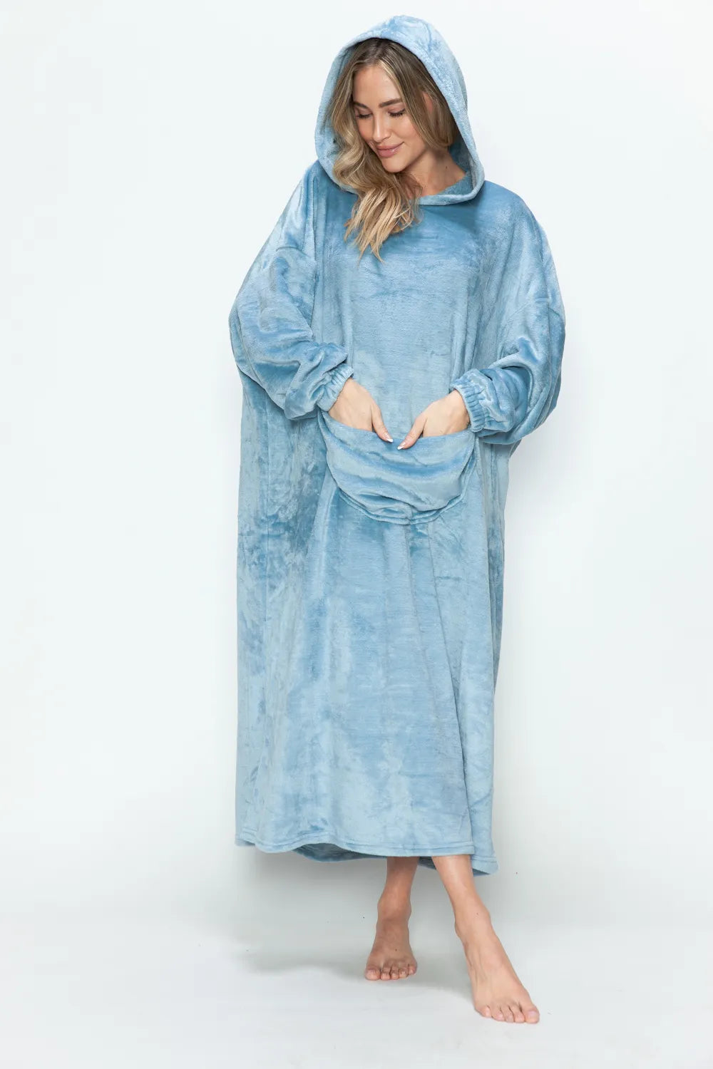 Full-Size Hooded Midi Lounge Dress