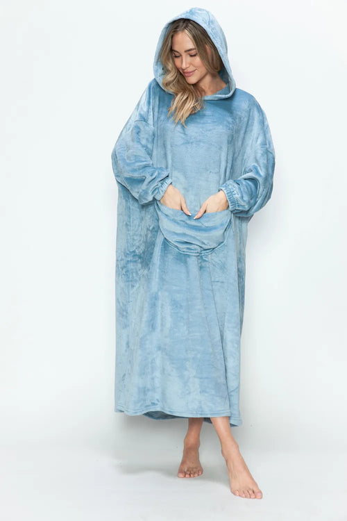 Full-Size Hooded Midi Lounge Dress