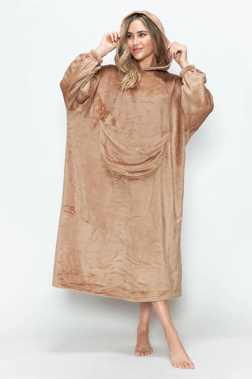 Full-Size Hooded Midi Lounge Dress in Pastel  Blue