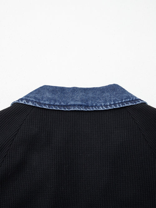 Denim Trim Button Detail Top