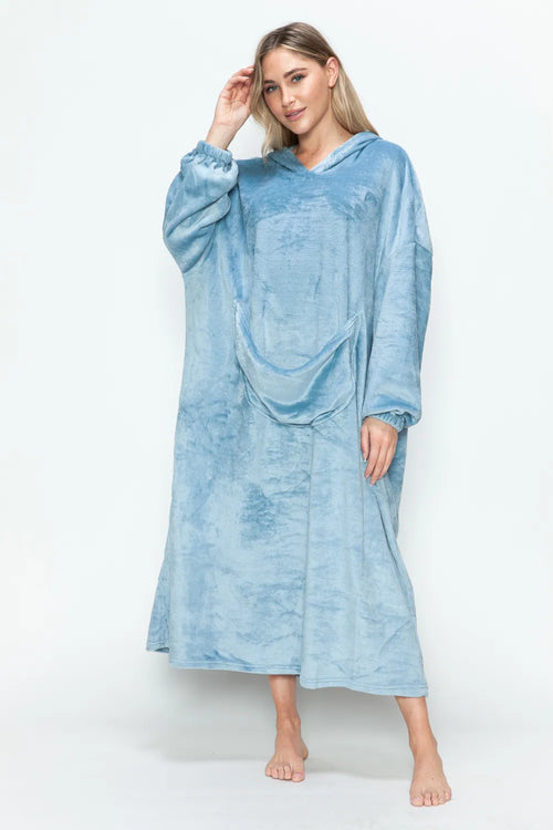 Full-Size Hooded Midi Lounge Dress