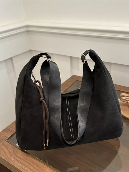Suede Crossbody Bag in Coffee Color