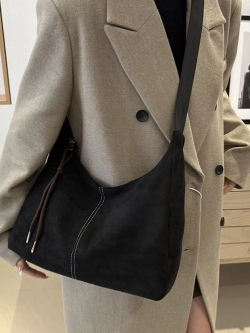 Suede Crossbody Bag in Brown