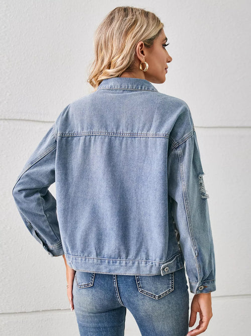 Snake Print Denim Jacket in Leopard Print