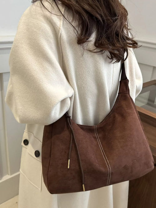 Suede Crossbody Bag in Khaki