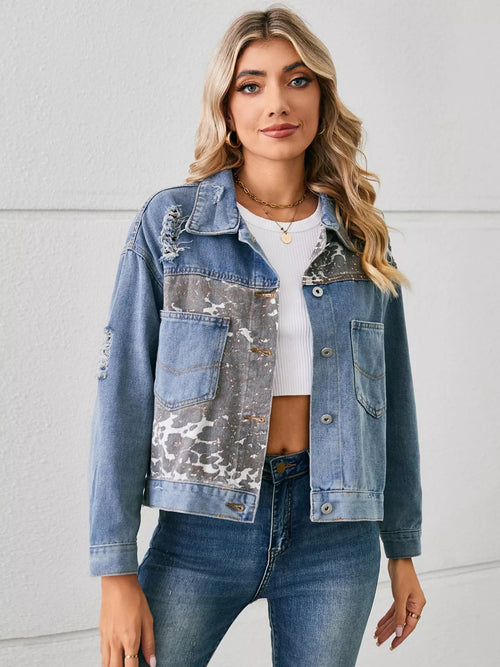 Snake Print Denim Jacket