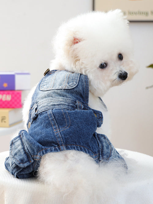 Denim Pet Overalls in Denim