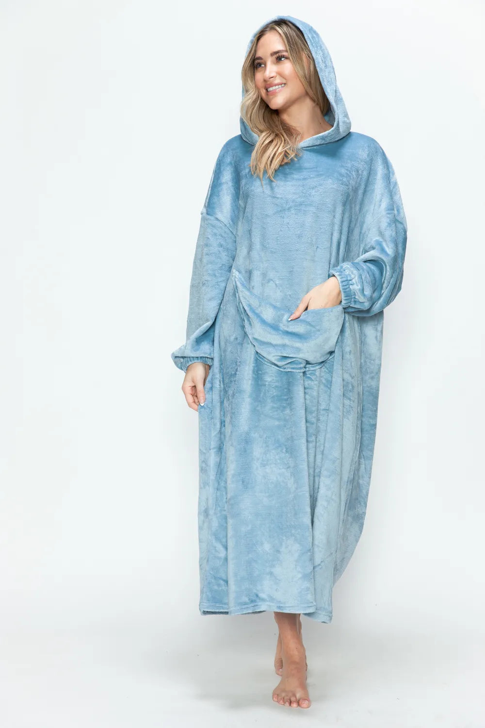 Full-Size Hooded Midi Lounge Dress