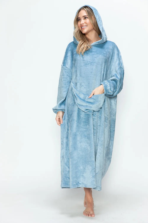 Full-Size Hooded Midi Lounge Dress