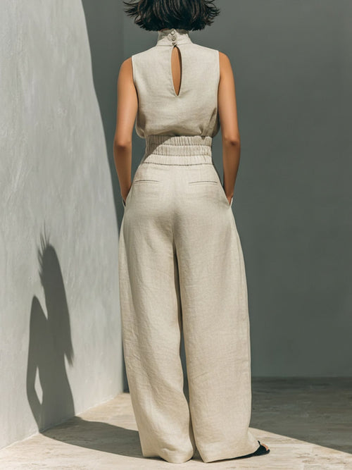 Turtleneck Pants Set in Ivory