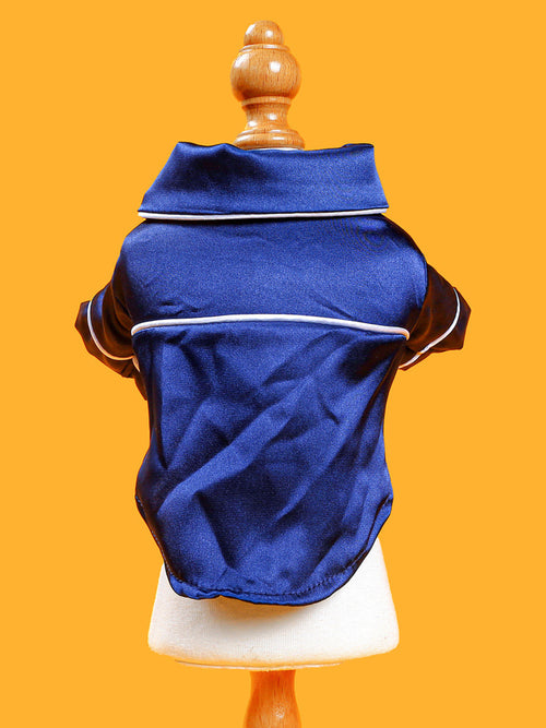 Satin Cozy Pet Pajamas in Navy Blue Cherry