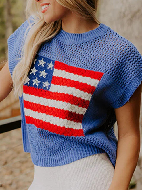 Flag Graphic Sweater Top