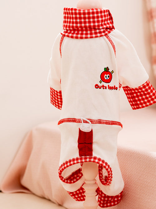 Contrast Pet Pajamas in White+Red