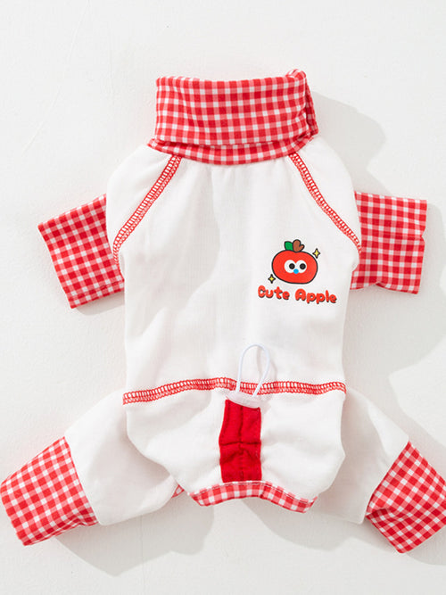 Contrast Pet Pajamas in White+Red
