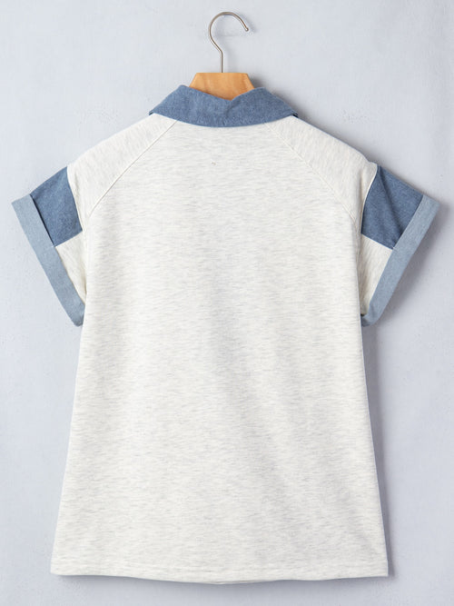Contrast Trim Button Top in Light Gray